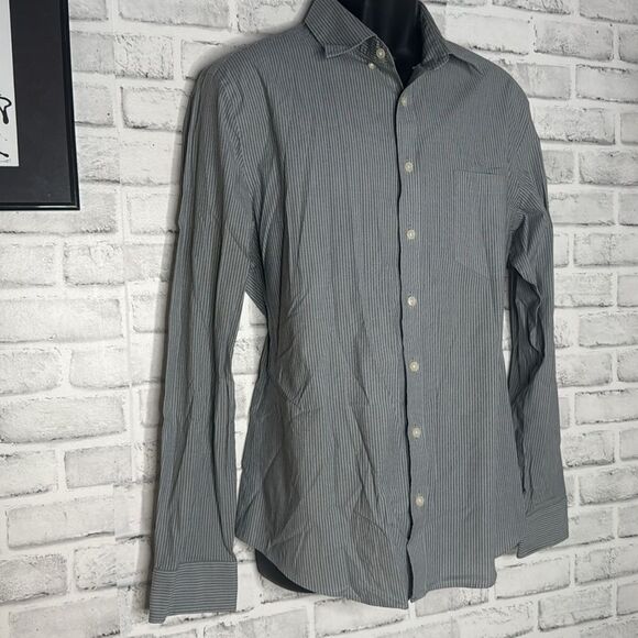 Goodfellow & Company Gray Striped Slim Fit Button Down Shirt Size Large - Picture 2 of 6